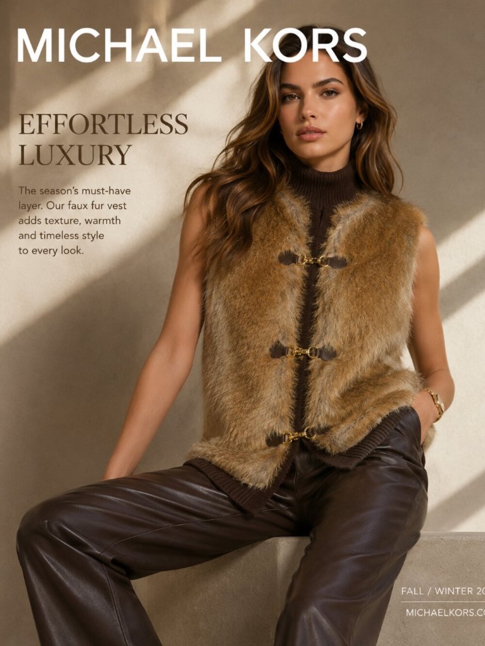 Michael Kors Women's Faux Fur Sweater Vest – NEW – Size Medium – $250 Retail